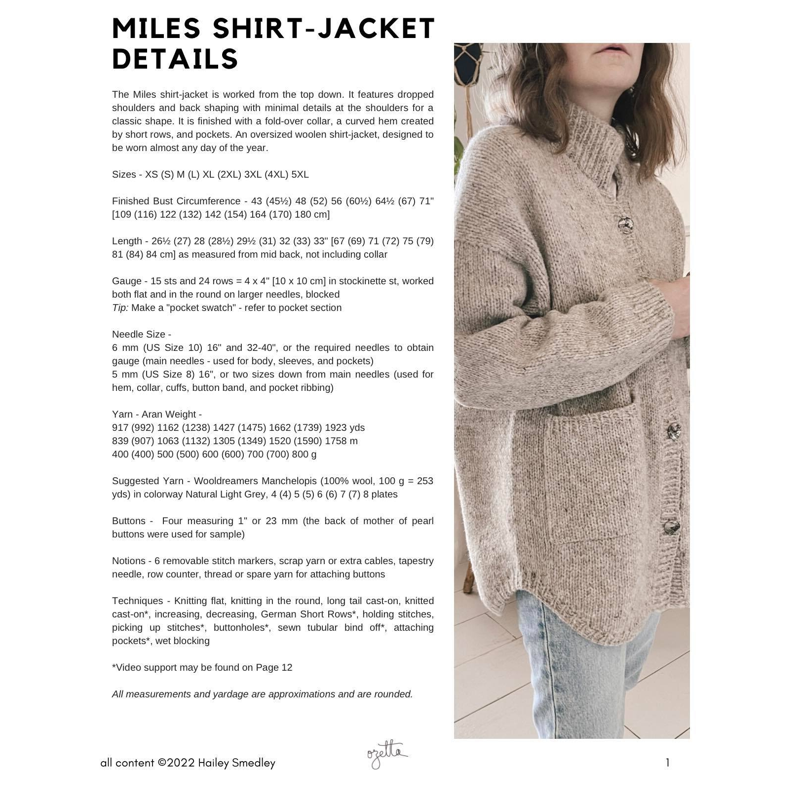 Ozetta's Miles Shirt Jacket kit in Manchelopi